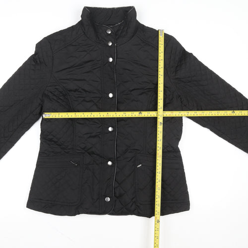 Wallis Womens Black Quilted Mid-Length Jacket Size 14