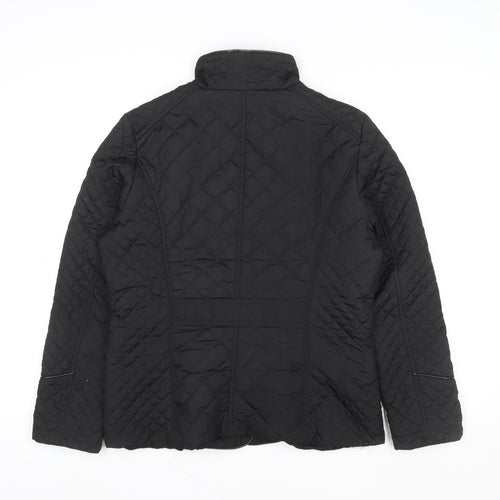 Wallis Womens Black Quilted Mid-Length Jacket Size 14