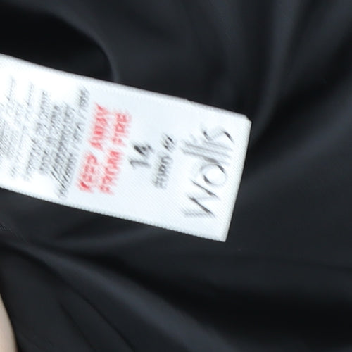 Wallis Womens Black Quilted Mid-Length Jacket Size 14
