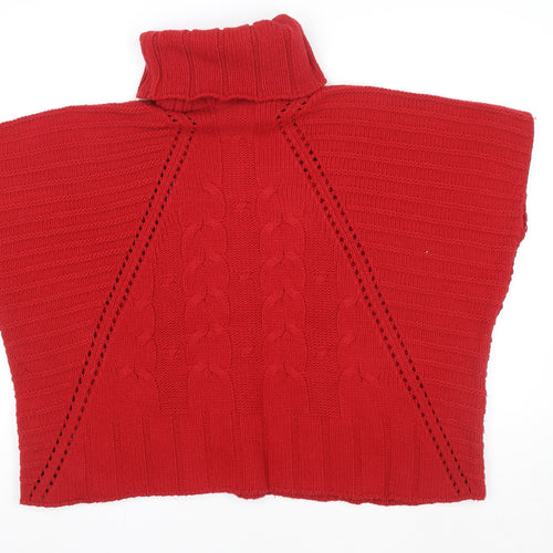 Wallis Women’s Red Roll Neck Cable Knit Cape Jumper Size 10