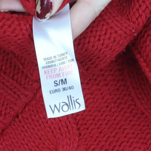 Wallis Women’s Red Roll Neck Cable Knit Cape Jumper Size 10