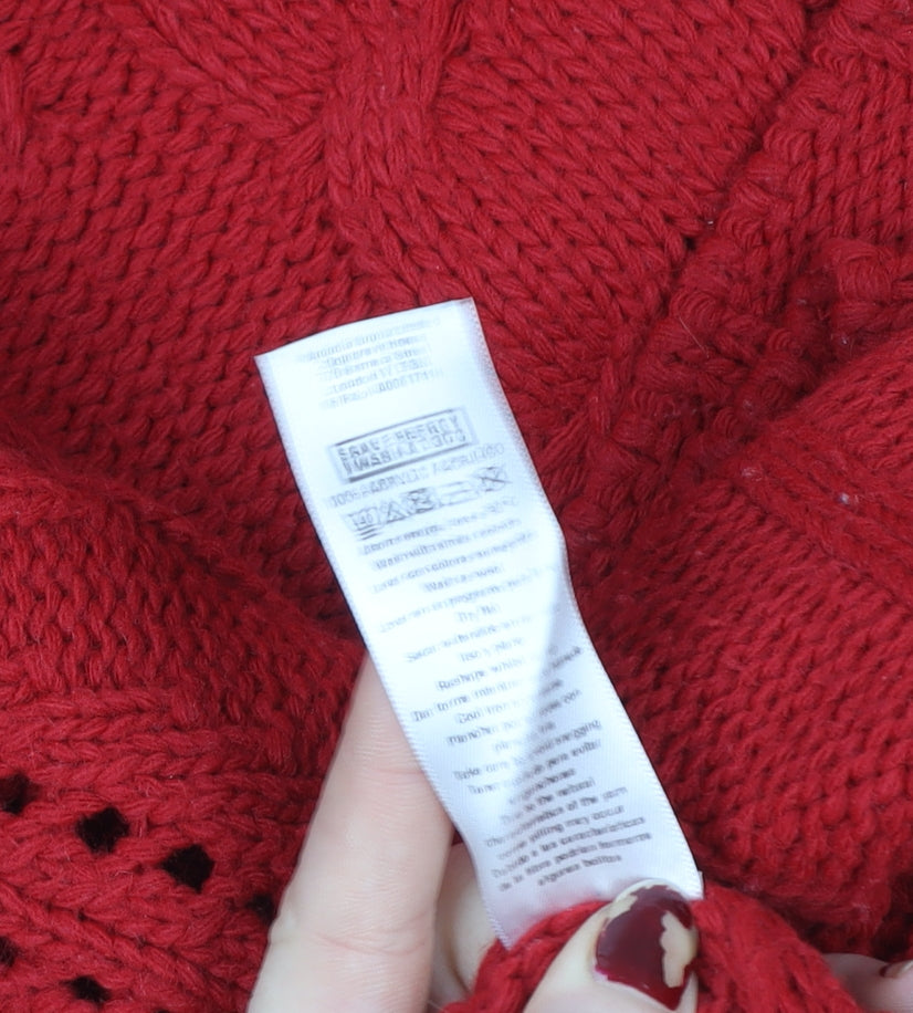 Wallis Women’s Red Roll Neck Cable Knit Cape Jumper Size 10