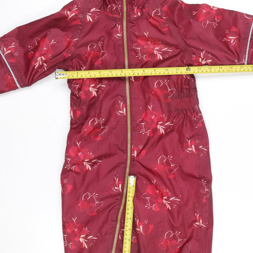 Regatta Unisex Baby Red Floral Hooded Waterproof Coverall 18-24 Months