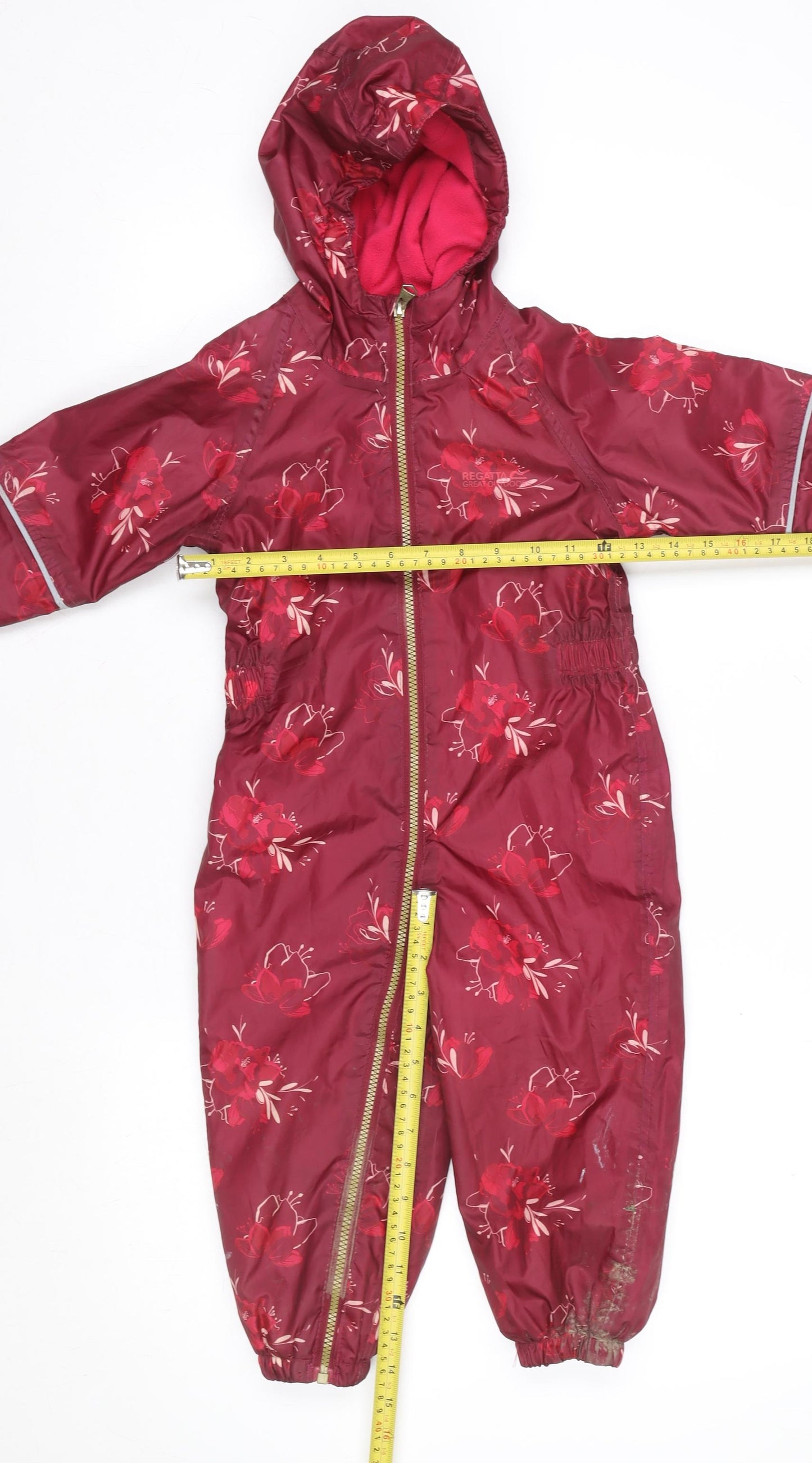 Regatta Unisex Baby Red Floral Hooded Waterproof Coverall 18-24 Months