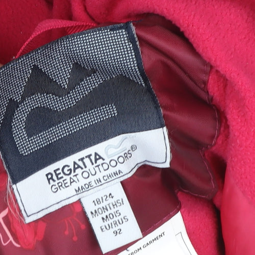 Regatta Unisex Baby Red Floral Hooded Waterproof Coverall 18-24 Months