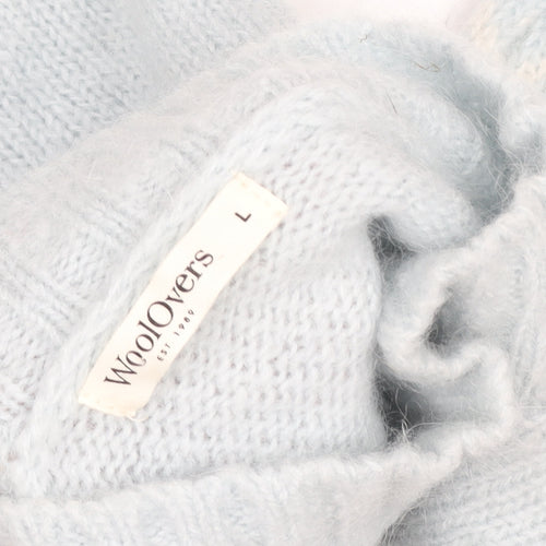 WoolOvers Women Blue Wool Mohair Mock Neck Long Sleeve Jumper L
