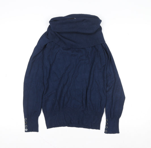 Klass Women’s Blue Cowl Neck Long Sleeve Knit Top Size S