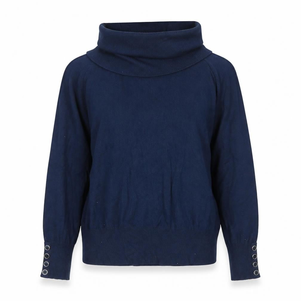 Klass Women’s Blue Cowl Neck Long Sleeve Knit Top Size S