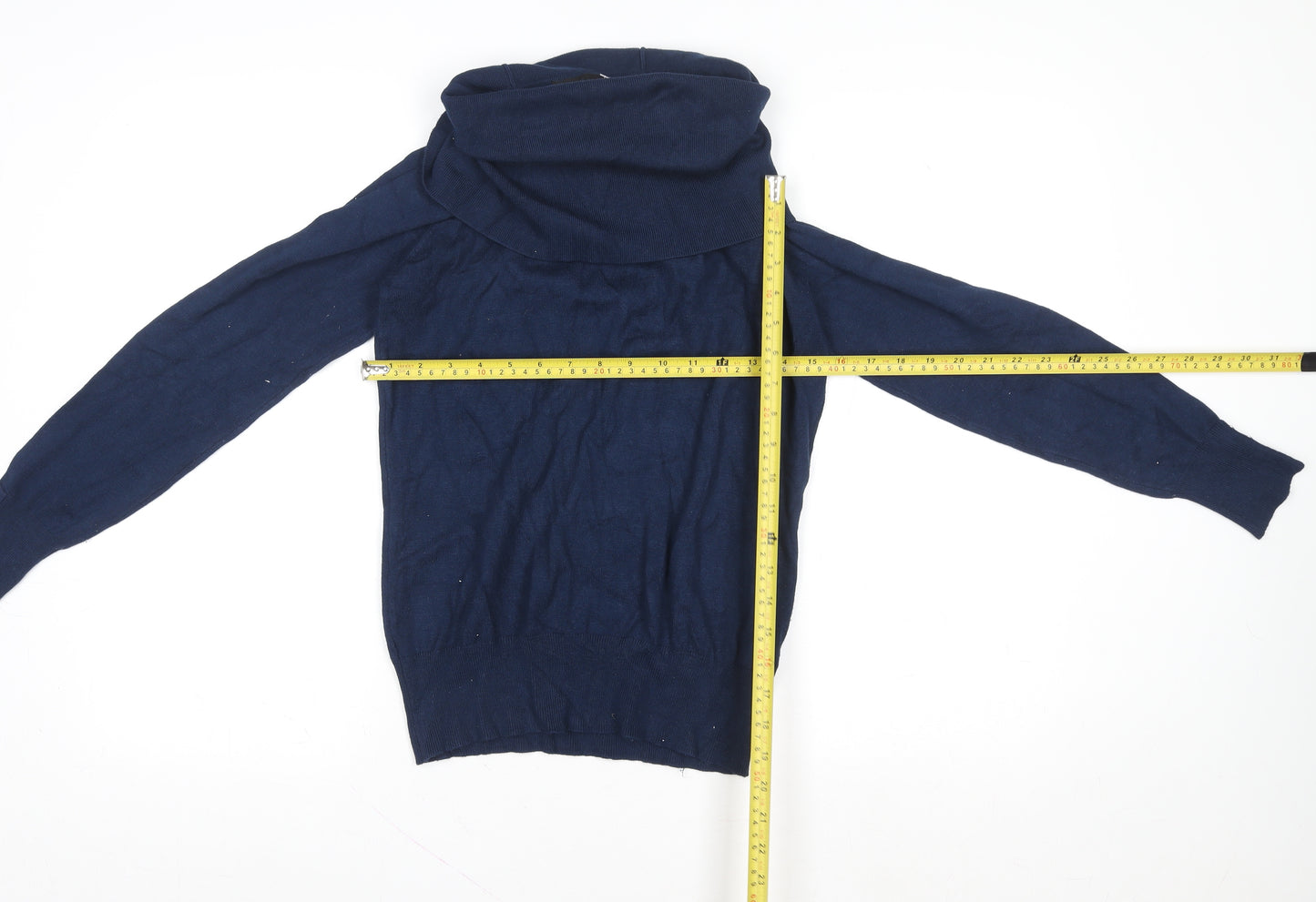 Klass Women’s Blue Cowl Neck Long Sleeve Knit Top Size S