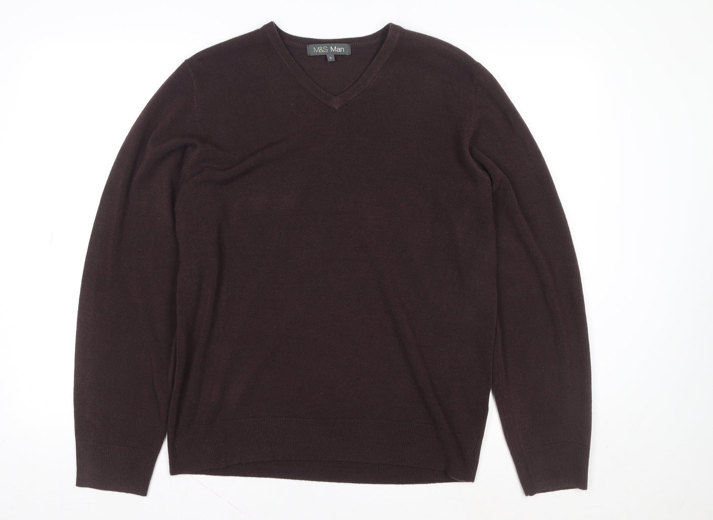 Marks and Spencer Mens Brown V-Neck Knit Sweatshirt Medium