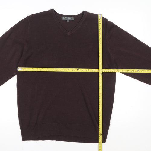 Marks and Spencer Mens Brown V-Neck Knit Sweatshirt Medium
