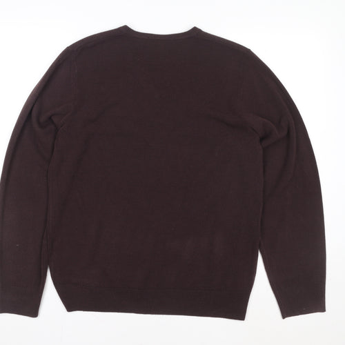 Marks and Spencer Mens Brown V-Neck Knit Sweatshirt Medium