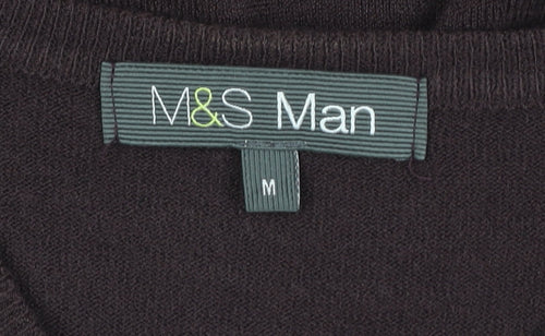 Marks and Spencer Mens Brown V-Neck Knit Sweatshirt Medium