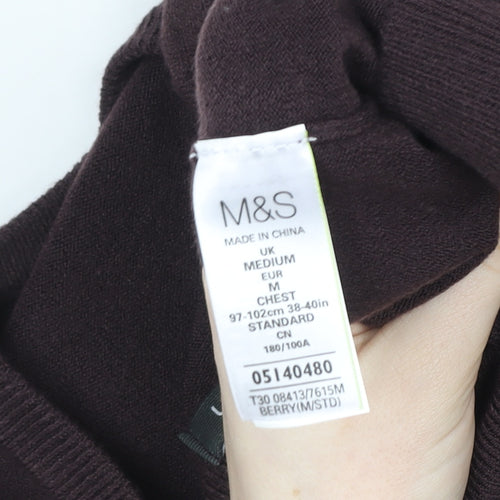 Marks and Spencer Mens Brown V-Neck Knit Sweatshirt Medium