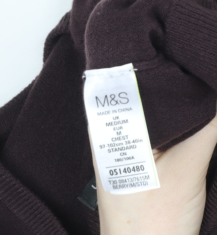 Marks and Spencer Mens Brown V-Neck Knit Sweatshirt Medium