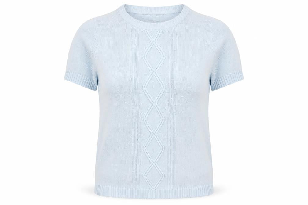 Front view of EWM Women Blue Short Sleeve Cotton jumper, size 14/16