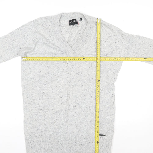 Superdry Women's Grey V-Neck Pullover Jumper XS Wool Blend