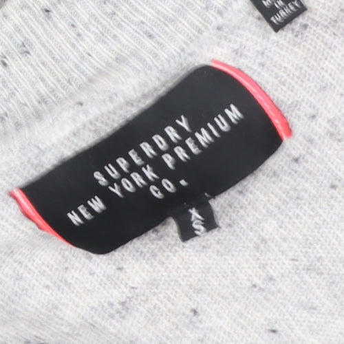 Superdry Women's Grey V-Neck Pullover Jumper XS Wool Blend