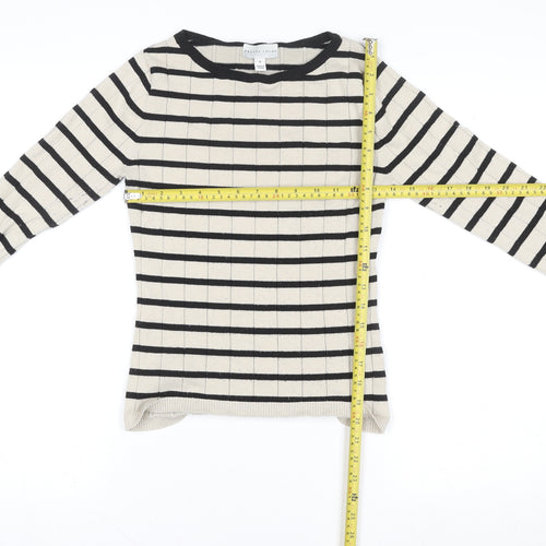 Pretty Lavish Women’s Beige Striped Knit Long Sleeve Crew Neck Top Size S