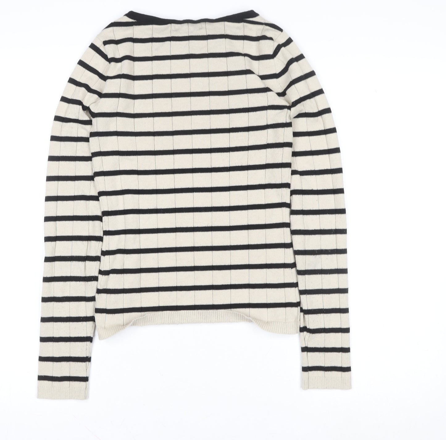 Pretty Lavish Women’s Beige Striped Knit Long Sleeve Crew Neck Top Size S