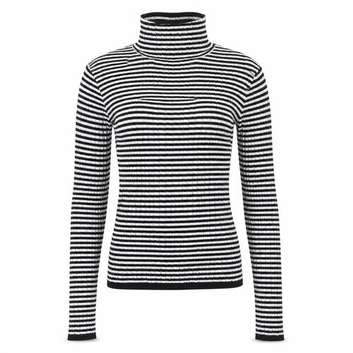 Bershka Womens Black White Striped Roll Neck Long Sleeve Top XS