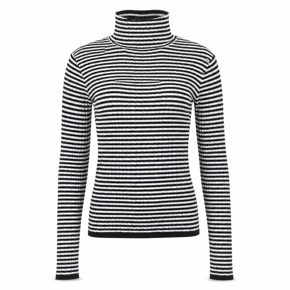 Bershka Womens Black White Striped Roll Neck Long Sleeve Top XS