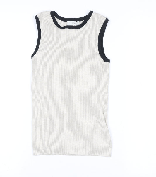 Marks and Spencer Women’s Beige Ribbed Sleeveless Knit Tank Top Size 8