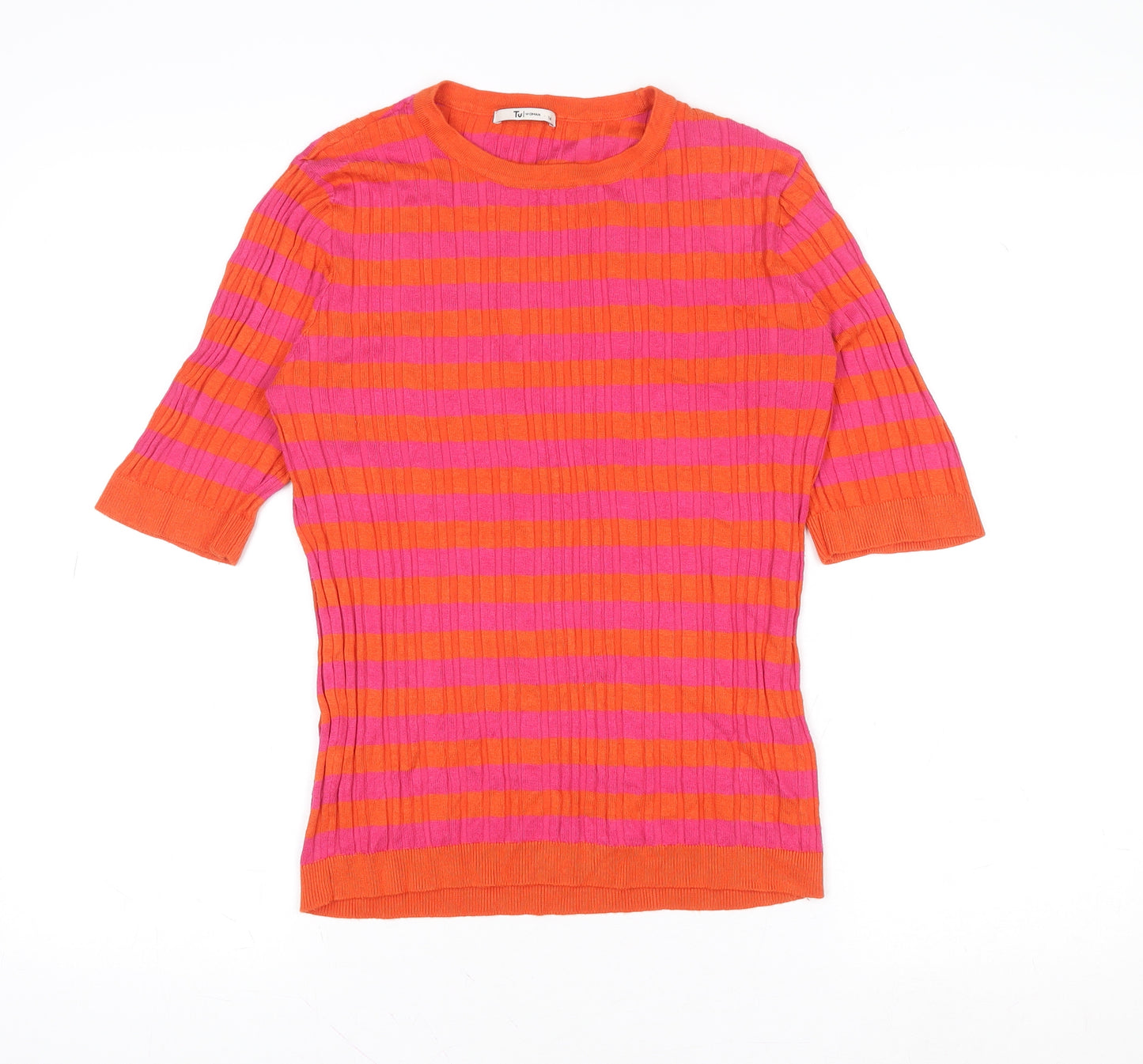 Tu Women’s Multicoloured Striped Knit T-Shirt Size 14