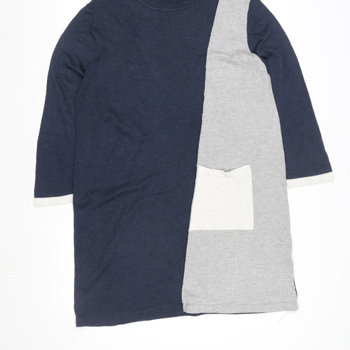 Roman Women’s Blue Grey Colourblock Knit Tunic Top Size 16