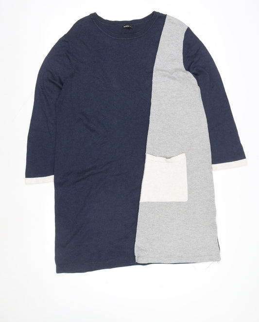 Roman Women’s Blue Grey Colourblock Knit Tunic Top Size 16