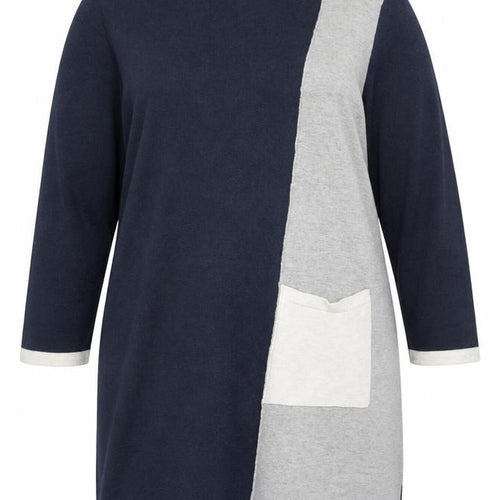 Roman Women’s Blue Grey Colourblock Knit Tunic Top Size 16