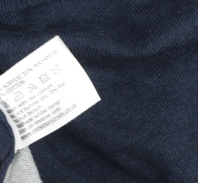 Roman Women’s Blue Grey Colourblock Knit Tunic Top Size 16