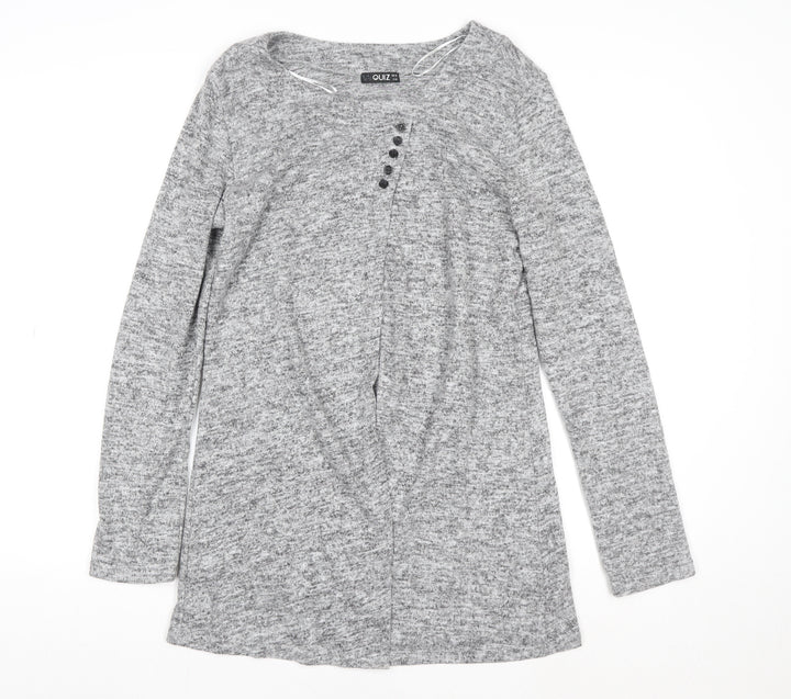 Quiz Women’s Grey Long Sleeve Jersey Top Size 12 Classic Style