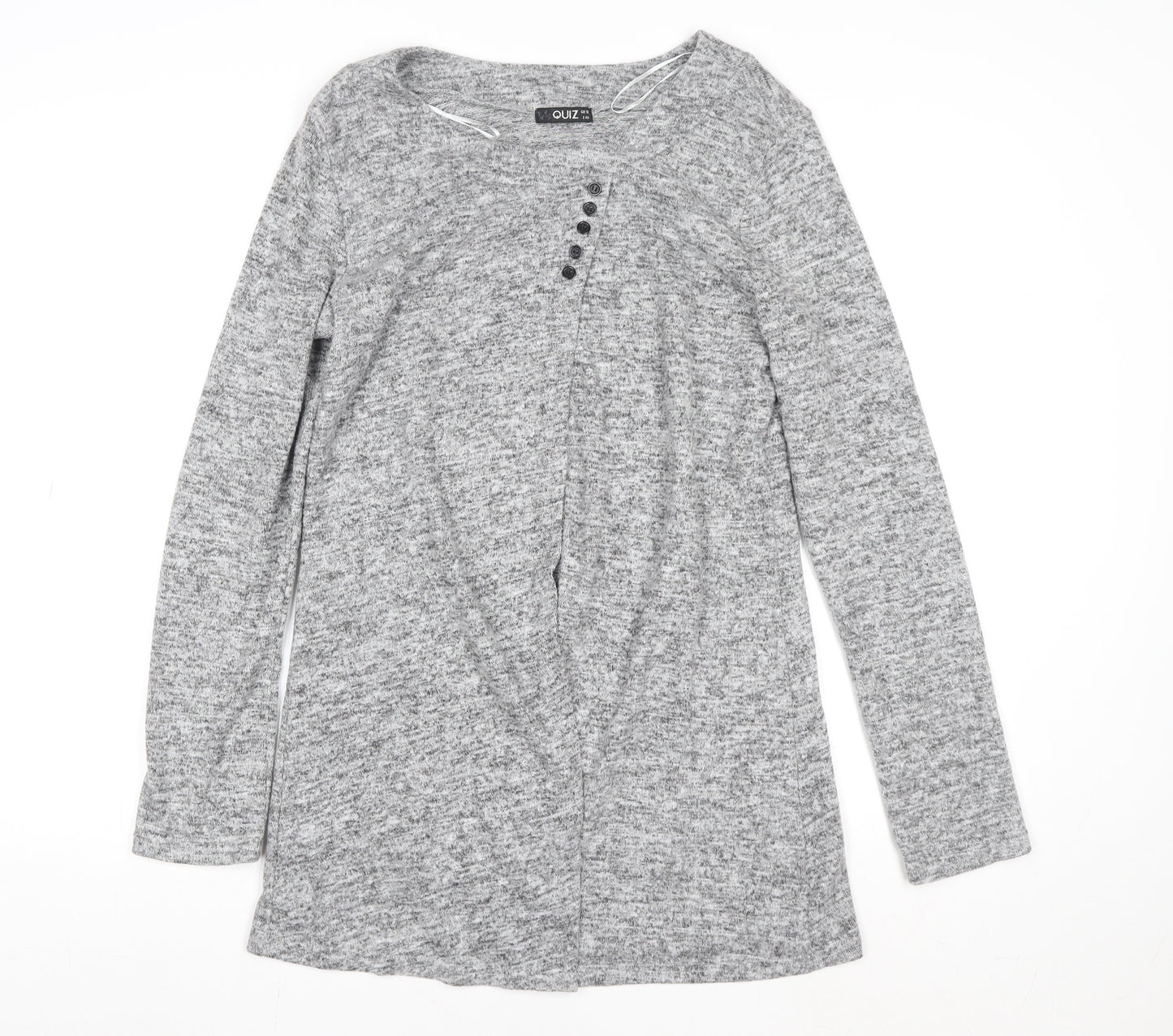 Quiz Women’s Grey Long Sleeve Jersey Top Size 12 Classic Style