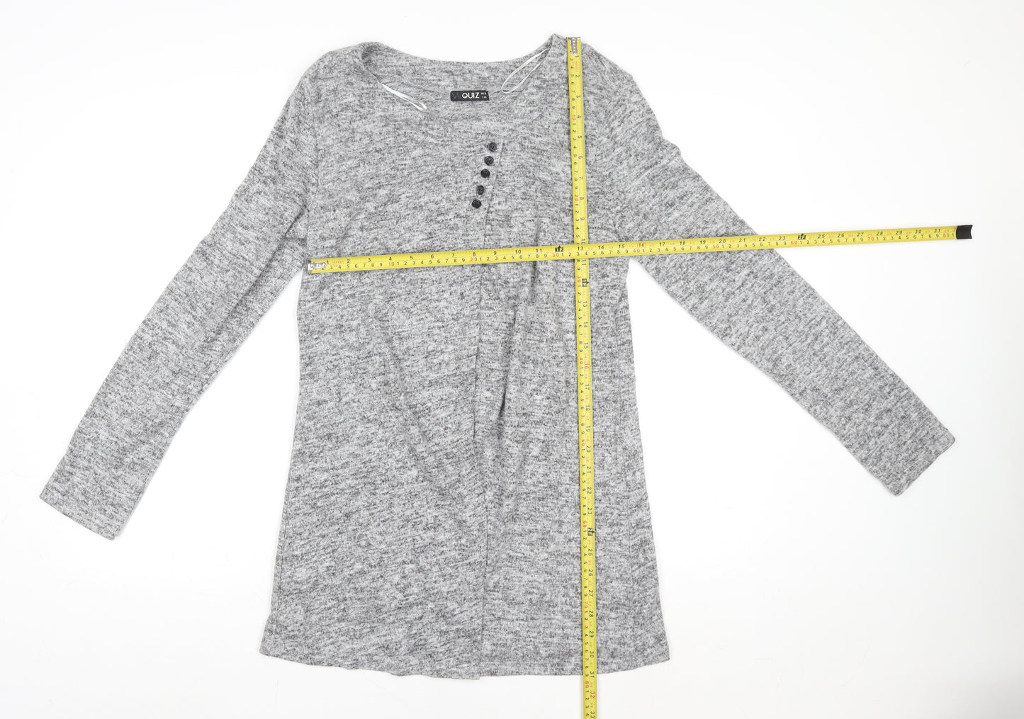 Quiz Women’s Grey Long Sleeve Jersey Top Size 12 Classic Style