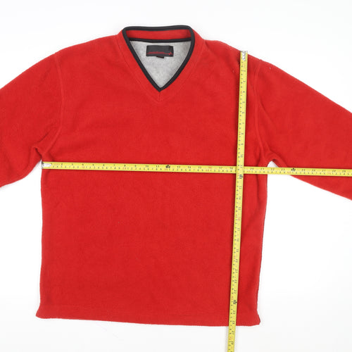Mainstream Men’s Red Fleece V-Neck Pullover Sweatshirt Medium