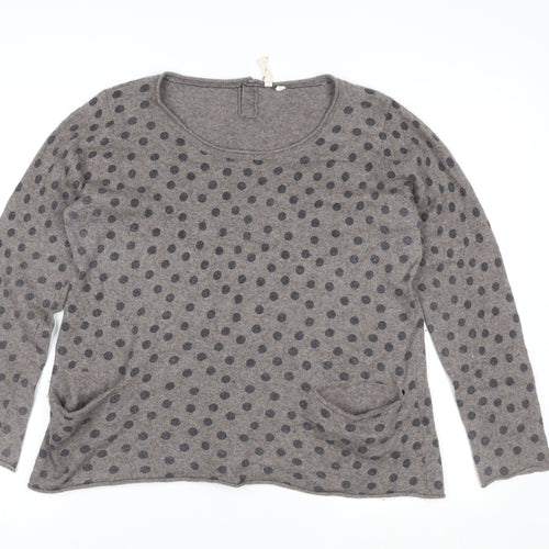 Marks and Spencer Womens Grey Polka Dot Knit Long Sleeve Top Size 14