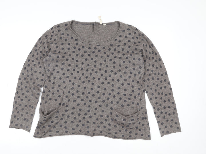 Marks and Spencer Womens Grey Polka Dot Knit Long Sleeve Top Size 14