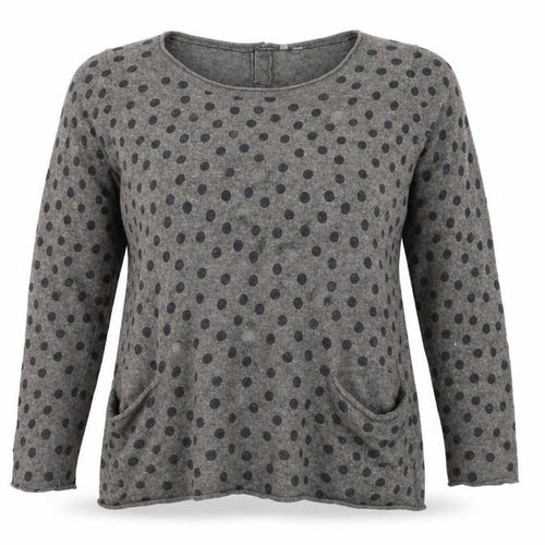 Marks and Spencer Womens Grey Polka Dot Knit Long Sleeve Top Size 14