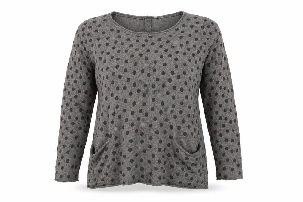 Marks and Spencer Womens Grey Polka Dot Knit Long Sleeve Top Size 14
