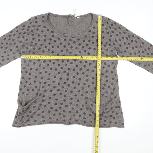 Marks and Spencer Womens Grey Polka Dot Knit Long Sleeve Top Size 14