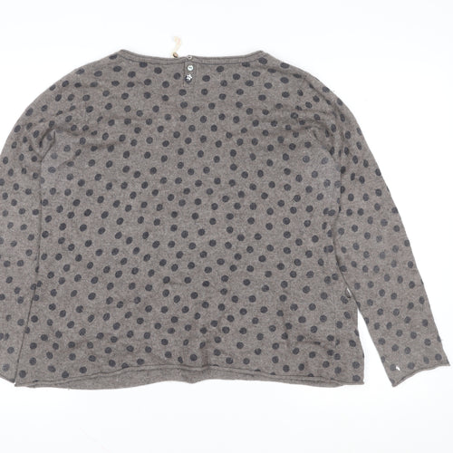 Marks and Spencer Womens Grey Polka Dot Knit Long Sleeve Top Size 14