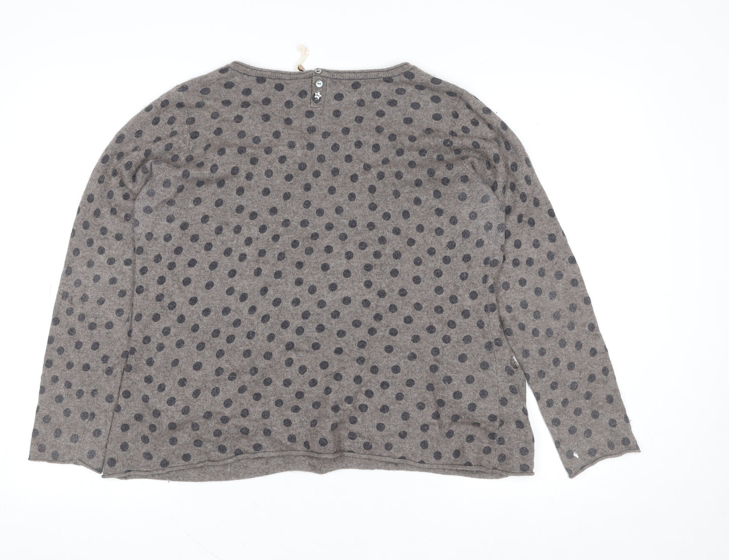 Marks and Spencer Womens Grey Polka Dot Knit Long Sleeve Top Size 14