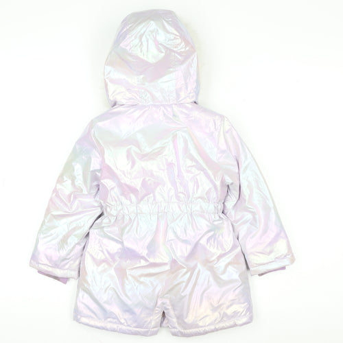 Tu Girls Pink Iridescent Faux Fur Hooded Puffer Coat 2-3 Years Winter Jacket