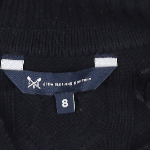 Crew Clothing Company Men's Blue Collared Cable-Knit Jumper Size M