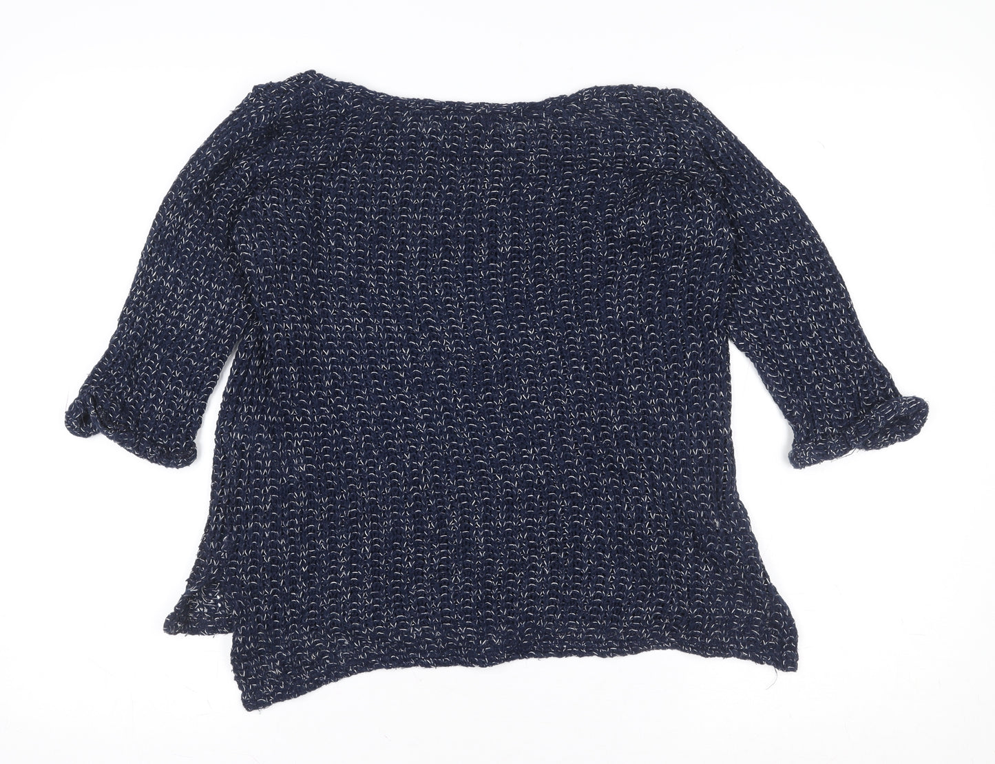 Topshop Women's Blue Knit 3/4 Sleeve Boat Neck Blouse Size 8