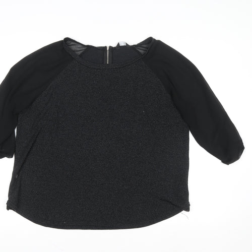 New Look Women’s Black 3/4 Sleeve Zip Back Blouse Size 18