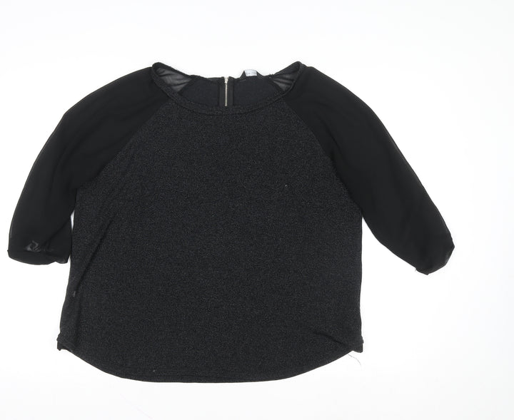 New Look Women’s Black 3/4 Sleeve Zip Back Blouse Size 18