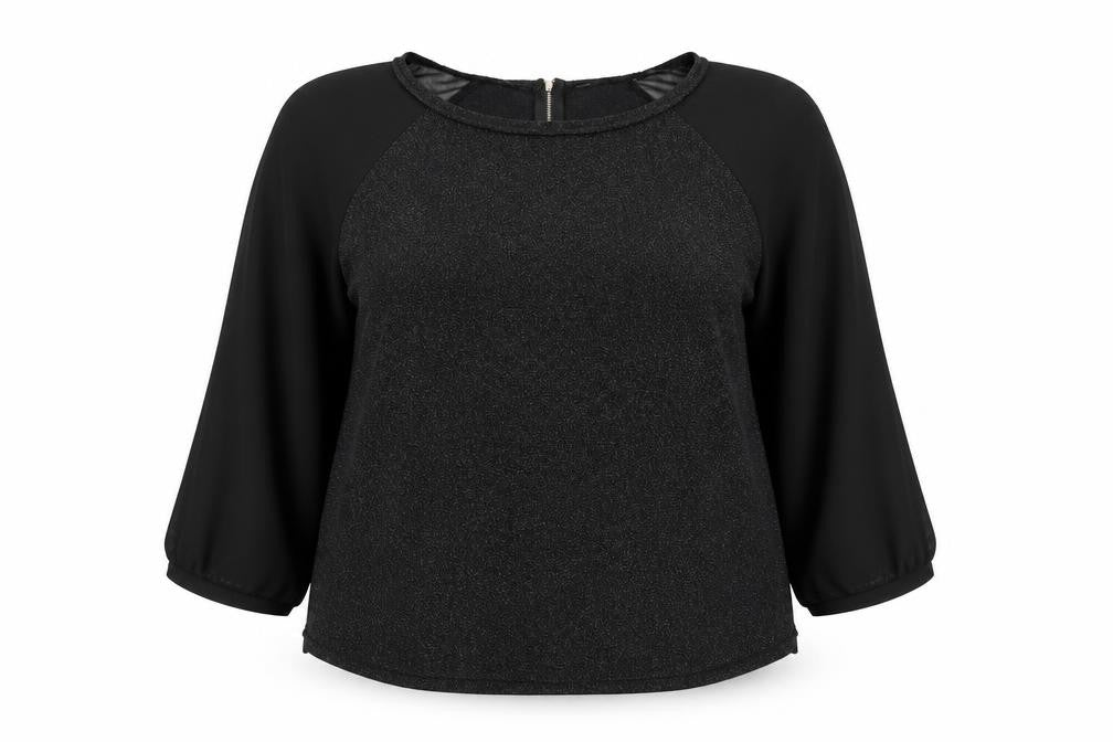 New Look Women’s Black 3/4 Sleeve Zip Back Blouse Size 18