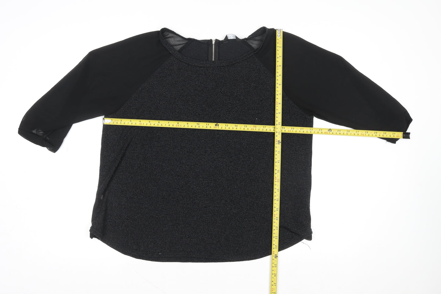New Look Women’s Black 3/4 Sleeve Zip Back Blouse Size 18
